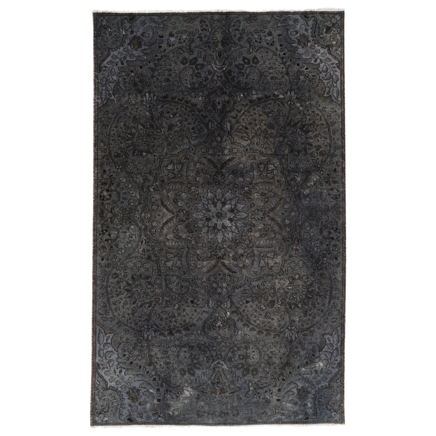 فرش دستبافت رنگ شده سه و نیم متری طرح وینتج کد 4250