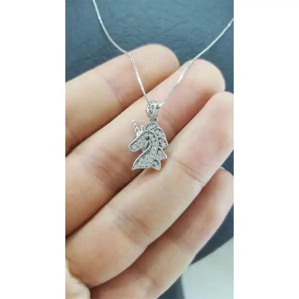 نیم ست نقره زنانه مدل اسب تک شاخ کد 1