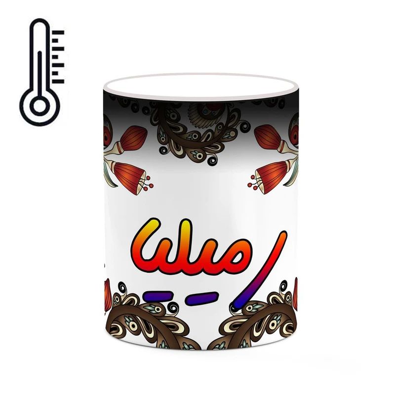 ماگ حرارتی کاکتی مدل اسم رمیلیا طرح سنتی گل و بته کد mgh45275