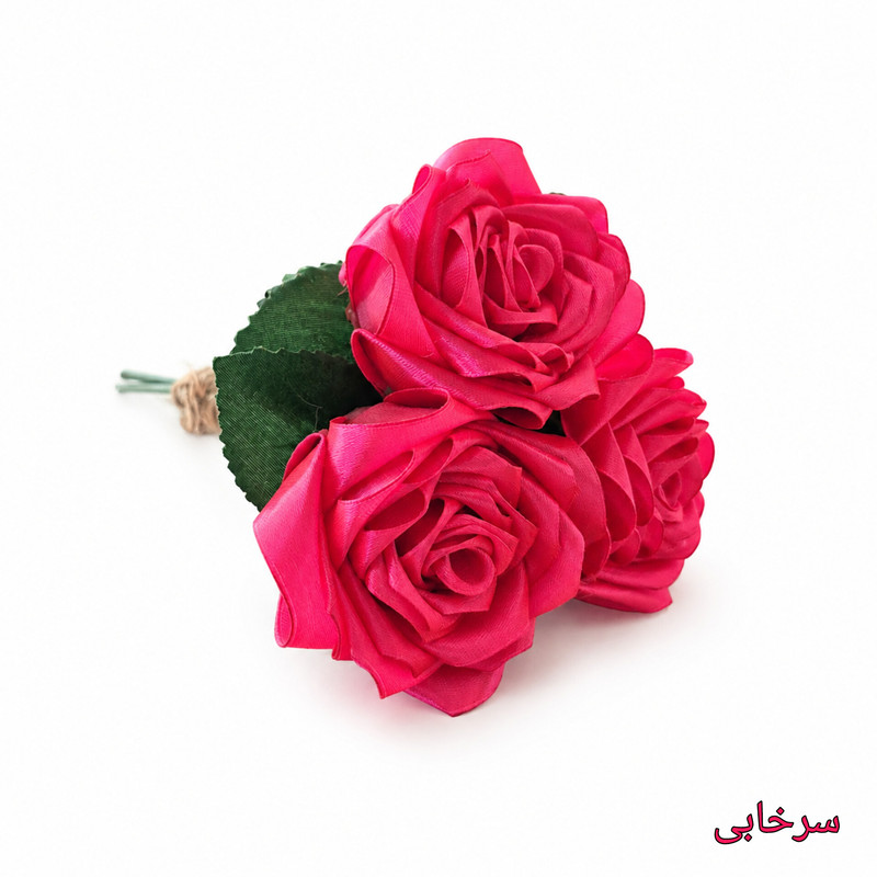 دسته گل مصنوعی مدل رز روبانی ۳ شاخه