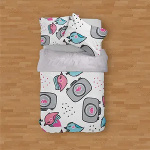 سرویس روتختی مدوپد طرح پرندگان عاشق مدل PAT00269 یک نفره 4 تکه