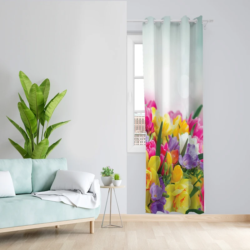 پرده طرح گل مدل مخمل پانچی کد L 442_R Z سایز 140x200 سانتی متر