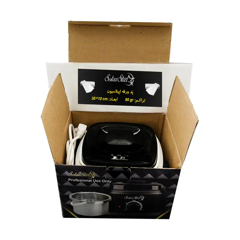 دستگاه موم گرم کن و ذوب وکس سولار استار مدل 601 به همراه پد اپیلاسیون بسته 10 عددی