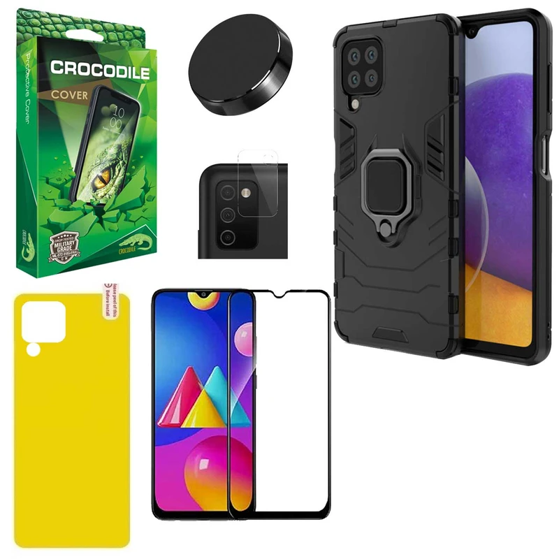 کاور کروکودیل مدل C-GHB-BNDL مناسب برای گوشی موبایل سامسونگ Galaxy A22 5G به همراه محافظ صفحه نمایش و محافظ لنز دوربین و برچسب محافظ پشت گوشی و پایه نگهدارنده آهنربایی