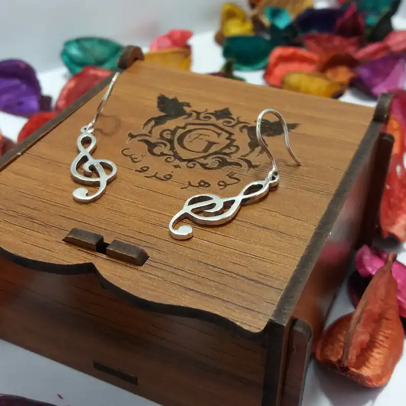 گوشواره نقره زنانه مدل نت موسیقی