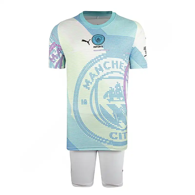 ست تی شرت و شلوارک ورزشی مردانه مدل فوتبال هواداري منچسترسيتي NK-7131