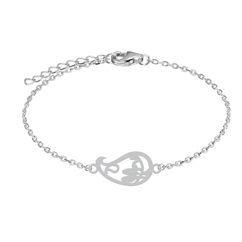 دستبند زنجیری زنانه هایکا طرح شکل هندسی و گل کد zd.h 421