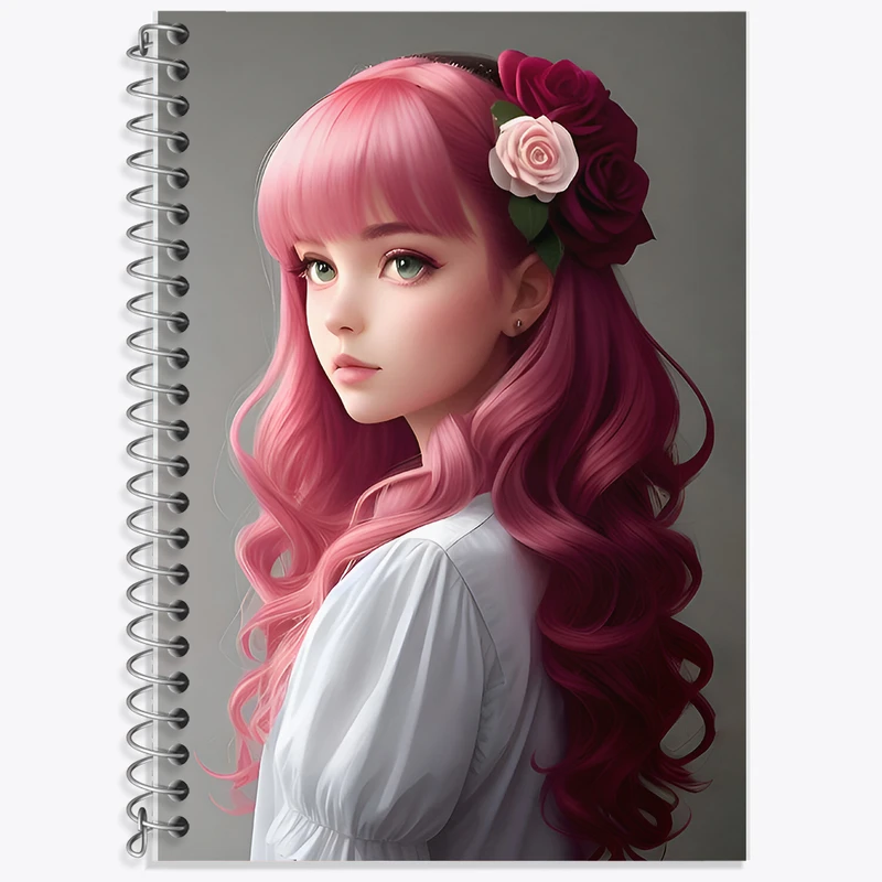 دفتر نت موسیقی 50 برگ خندالو طرح دختر مو صورتی کد F7867