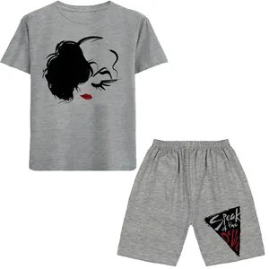 ست تی شرت آستین کوتاه و شلوارک دخترانه مدل دختر N02