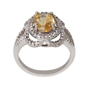 انگشتر نقره زنانه مدل سیترین کد AWR_844