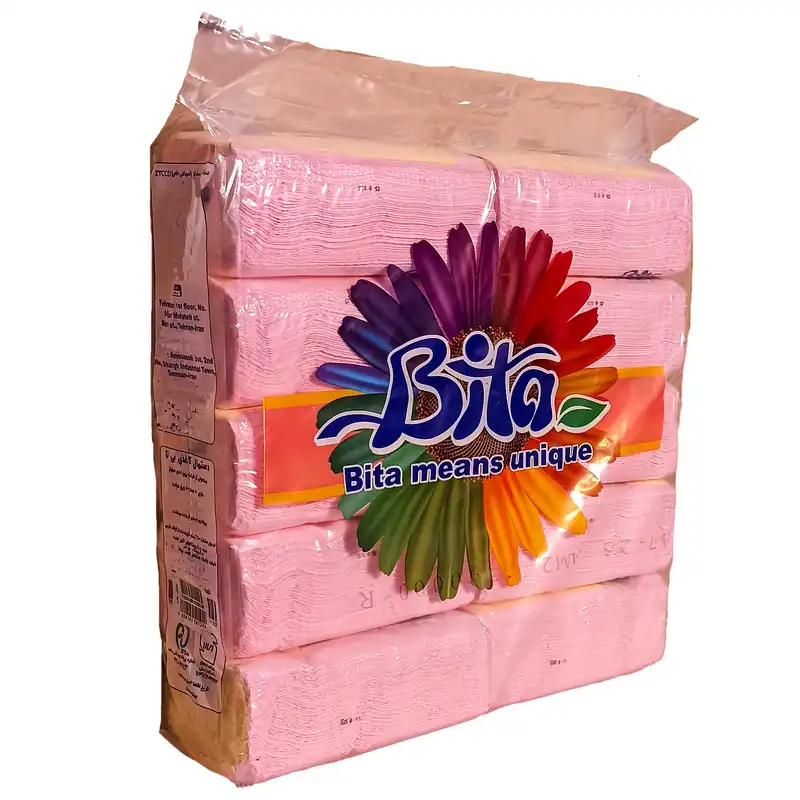 دستمال کاغذی 100 برگ بی تا مدل اقتصادی خانواده رنگی colorful کد 331 بسته 10 عددی