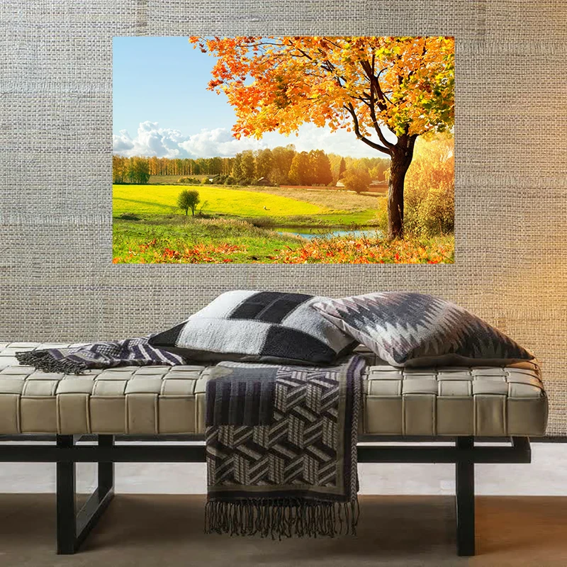 تابلو شاسی طرح مخمل طبیعت مدل پاییز و چمن زار کد AR31090