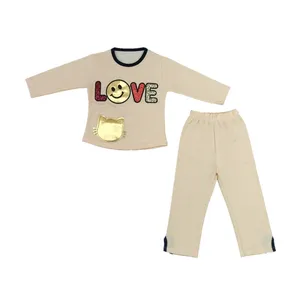 ست تی شرت و شلوار دخترانه مدل لاو 