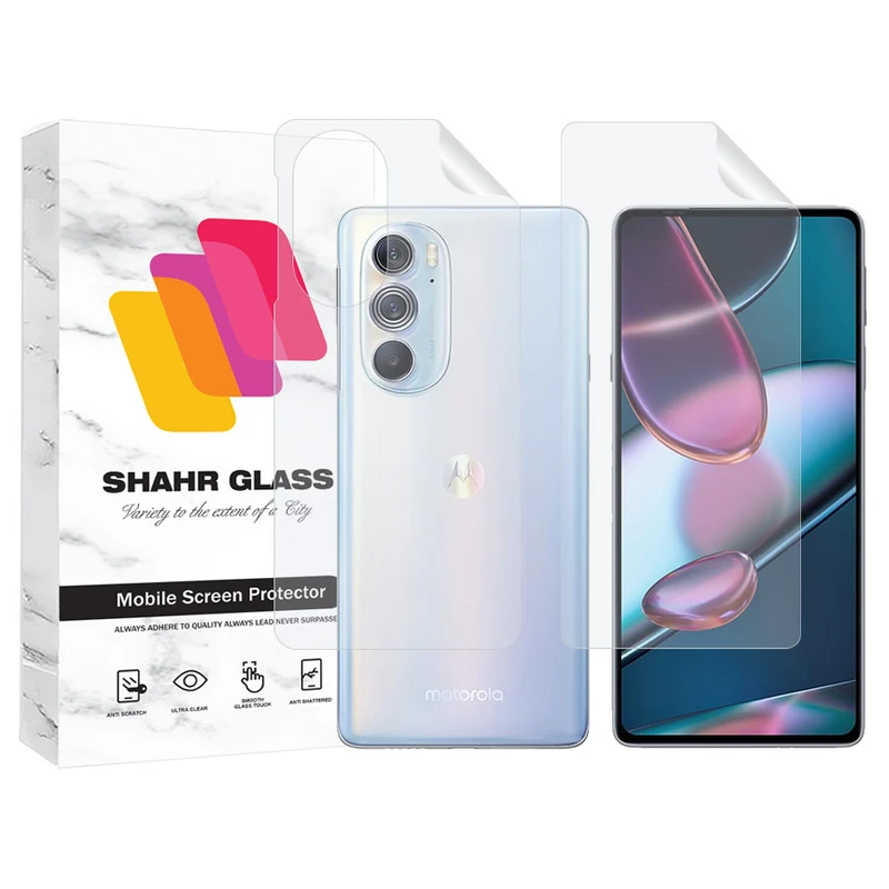 محافظ صفحه نمایش شهر گلس مدل MTNANFBSH مناسب برای گوشی موبایل موتورولا Motorola X 30 به همراه محافظ پشت گوشی