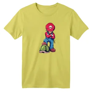 تی شرت آستین کوتاه بچگانه مدل ماریو کد ۴ رنگ زرد لیمویی