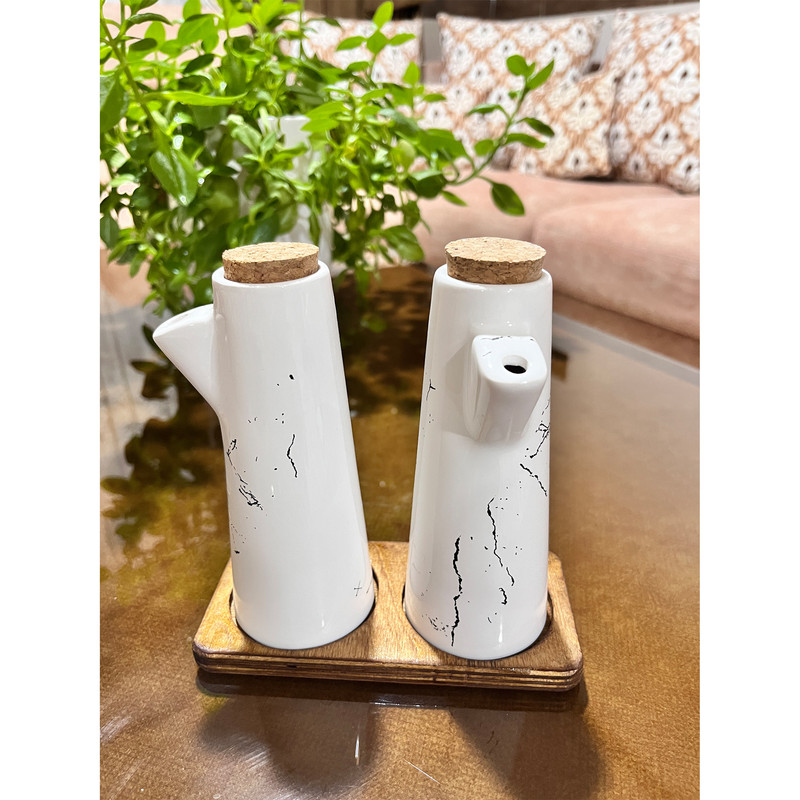 ست آبلیمو خوری و ظرف روغن مدل ماربل همراه با استند ست آبلیمو خوری و ظرف روغن مدل ماربل همراه با استند