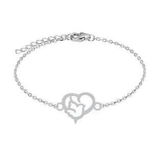 دستبند زنجیری زنانه هایکا طرح قلب و پرنده کد zd.ha 333