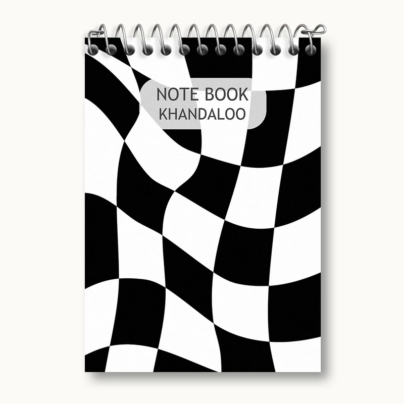 دفتر یادداشت 50 برگ خندالو طرح چهارخونه سیاه و سفید کد N2735