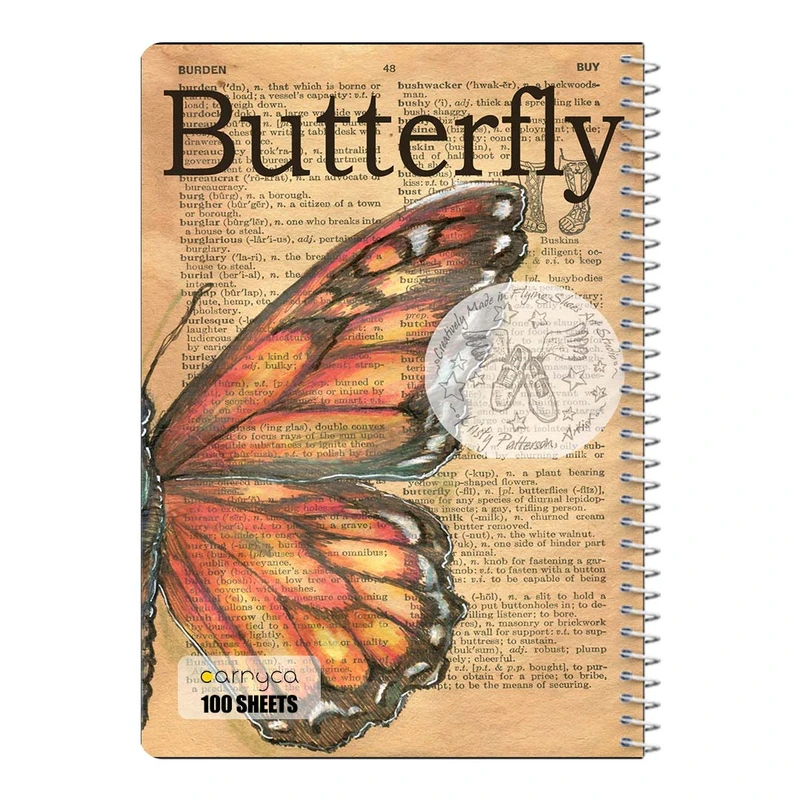 دفتر شطرنجی 100 برگ سیمی کارنیکا طرح روزنامه وینتج پروانه Vintage Newspaper Butterfly کد 78995