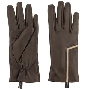 دستکش زنانه چرم مشهد مدل Cream-Brown R173