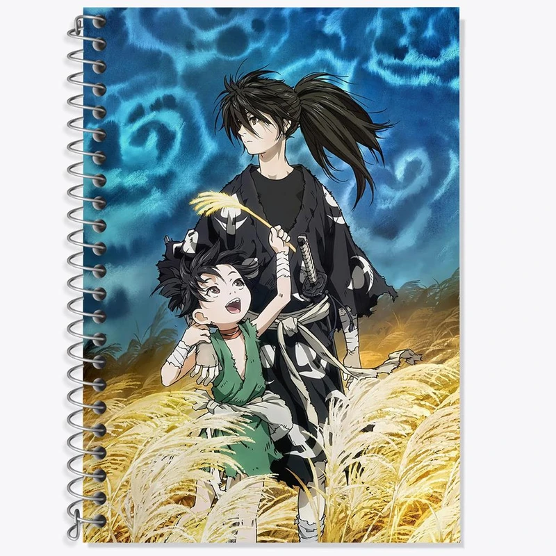 دفتر زبان 50 برگ خندالو مدل سه خط طرح هیاکومارو و دورورو انیمه دورورو Dororo کد 28587