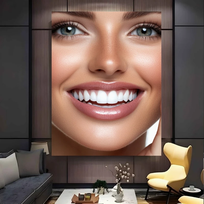 پوستر پارچه ای طرح مخمل  لبخند زیبا مدل سلامت دندان (2) کد FP106862