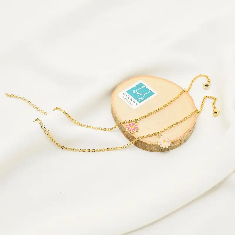 پابند زنانه دلنار گالری مدل گل مینا مینیاتوری