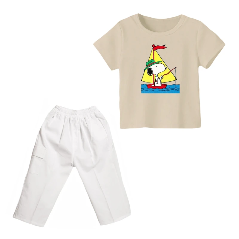 ست تی شرت و شلوارک پسرانه مدل اسنوپی کد ۷۶