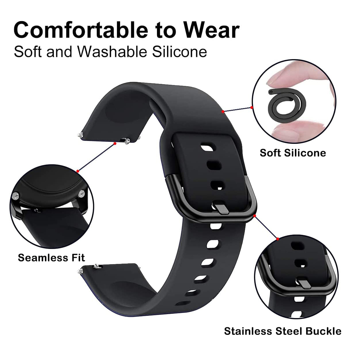 بند گودزیلا مدل Ro-Sil-SQ مناسب برای ساعت هوشمند ایمیلب KW66 / W12 / W01