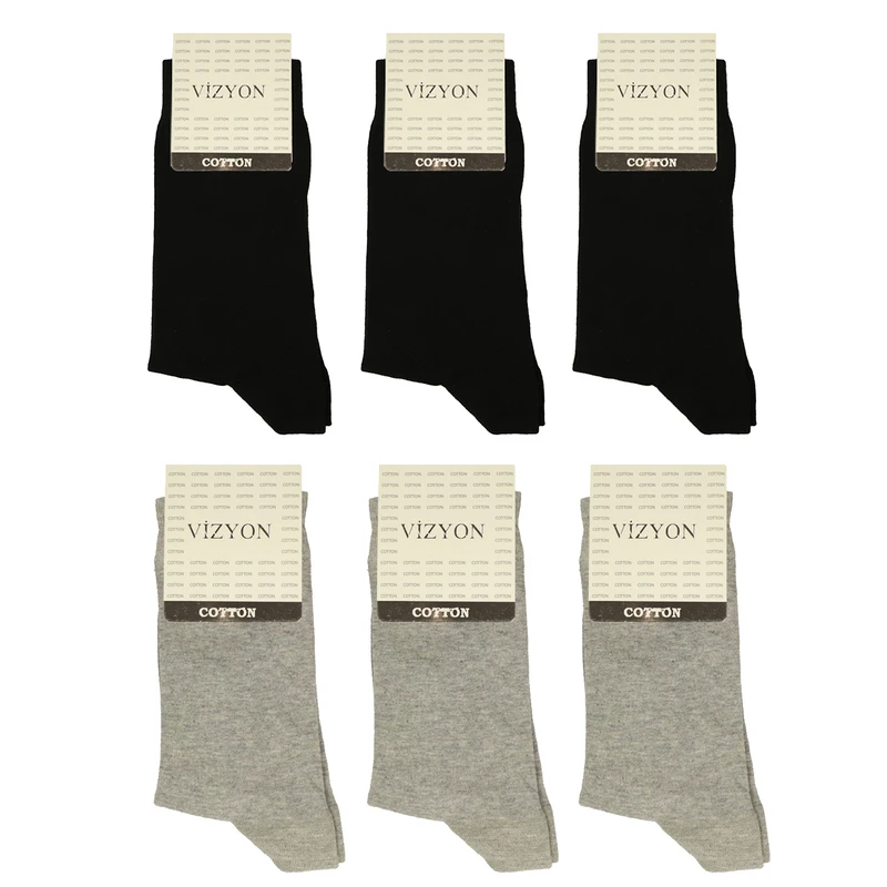 جوراب ساق بلند مردانه ویزیون مدل ترک کد VMS110-6Z6 بسته 6 عددی