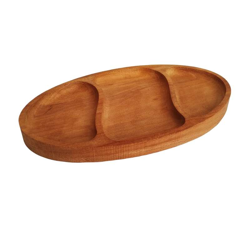 اردو خوری چوبی مدل بیضی سه خانه