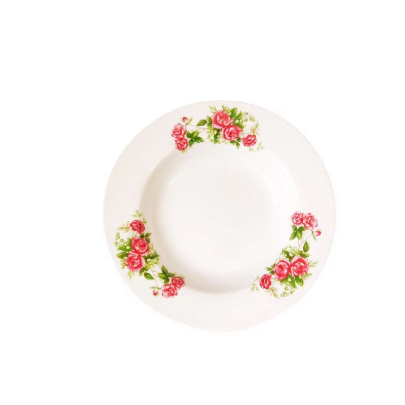 بشقاب خورش خوری مدل ایتالیا طرح گلسرخی بسته 6 عددی