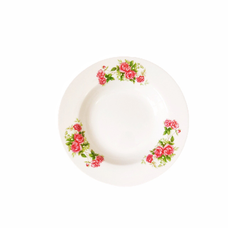 بشقاب خورش خوری مدل ایتالیا طرح گلسرخی بسته 6 عددی