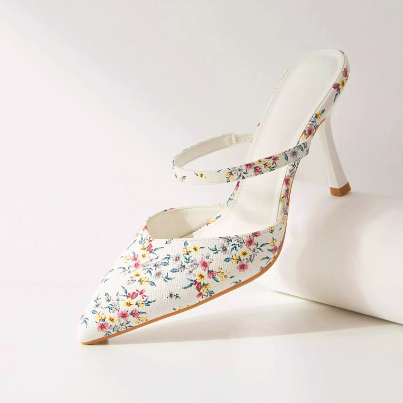کفش زنانه مکس مدل Floral Print Slip-On Mules with Stiletto Heels