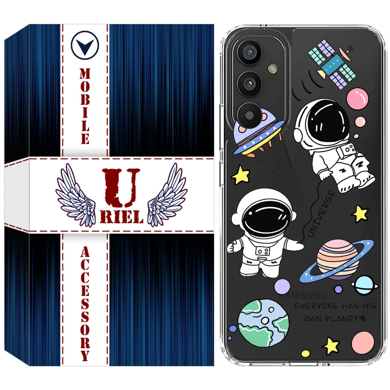 کاور یوریل مدل Clear کد 25 طرح فضانوردان مناسب برای گوشی موبایل سامسونگ Galaxy A34