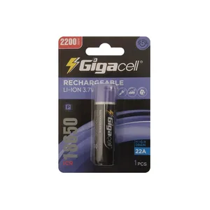 باتری لیتیوم-یون قابل شارژ 18650 دارای برد و محافظ گیگاسل مدل 2200-10c میلی آمپر سر تخت