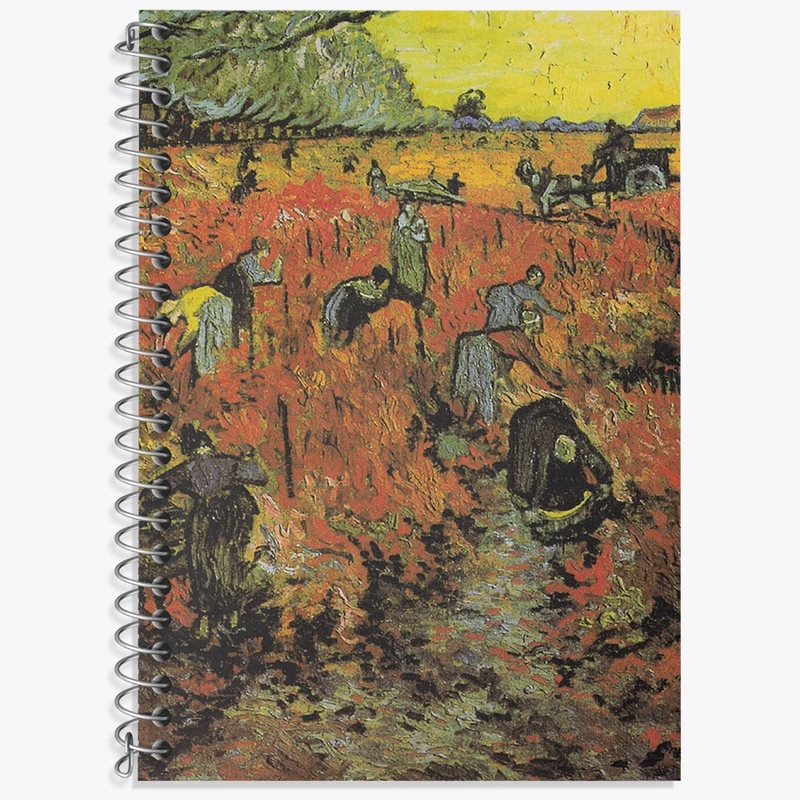 دفتر زبان 50 برگ خندالو مدل سه خط طرح تاکستان سرخ ونسان ونگوگ (Van Gogh) کد 36804