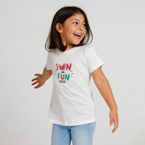 تی شرت آستین کوتاه دخترانه ایزی دو مدل 100489 رنگ سفید