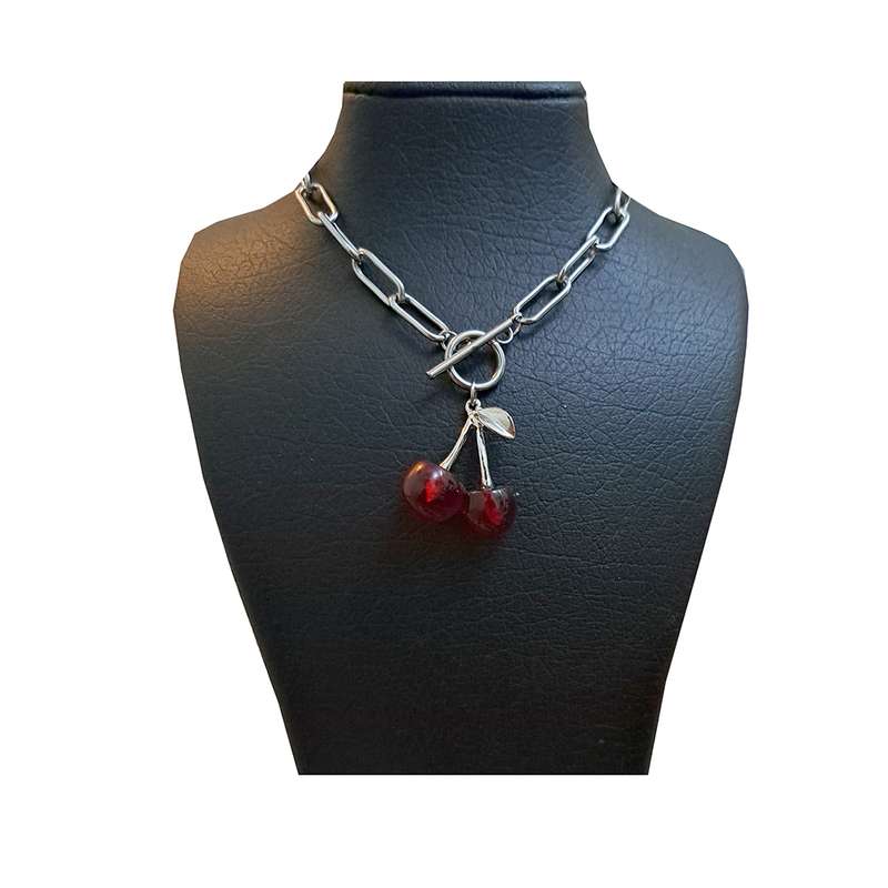 گردنبند دخترانه مدل گیلاس قفل تی گردنبند دخترانه مدل گیلاس قفل تی