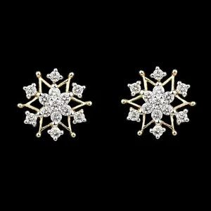 گوشواره طلا 18 عیار زنانه قیراط طرح گل کد GH4267