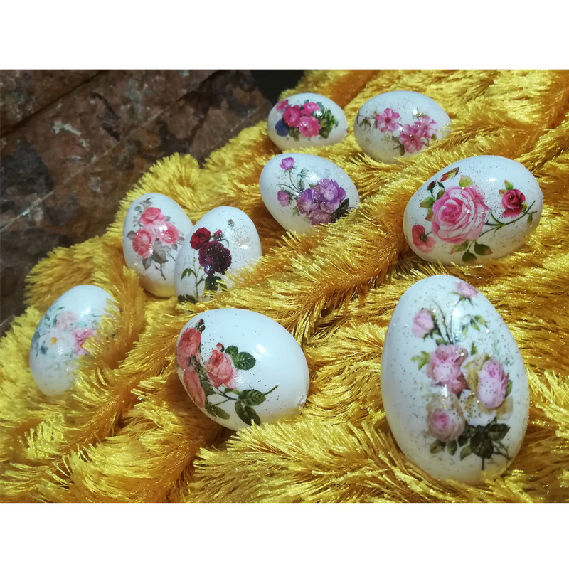 تخم مرغ تزیینی  طرح گل بسته 9 عددی