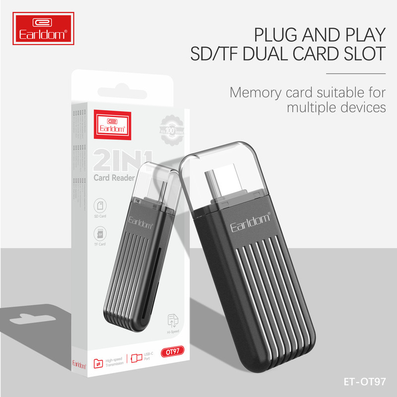 کارت‌خوان ارلدام مدل 2IN1 Card Reader USB-C OT97