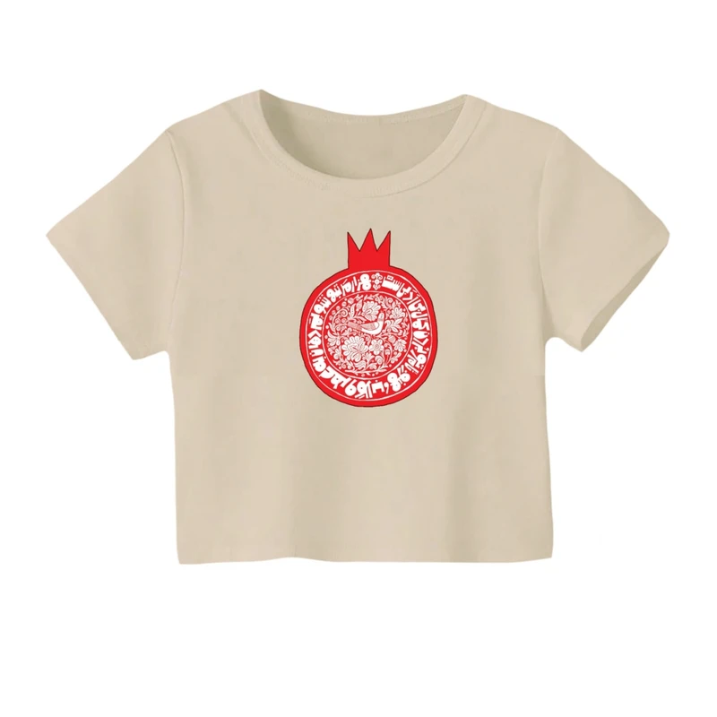 کراپ‌ تی‌شرت آستین کوتاه زنانه مدل یلدایی کد 11