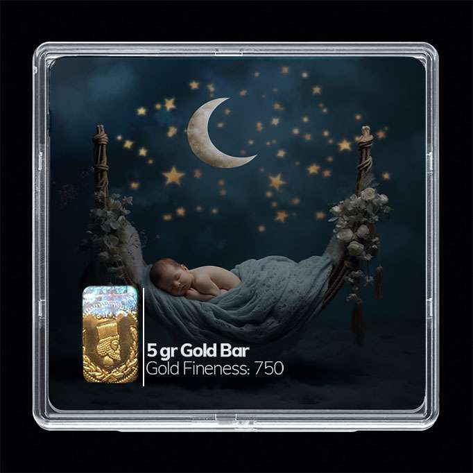 شمش طلا 18 عیار مدوپد مدل نوزاد کد SG10253 شمش طلا 18 عیار مدوپد مدل نوزاد کد SG10253