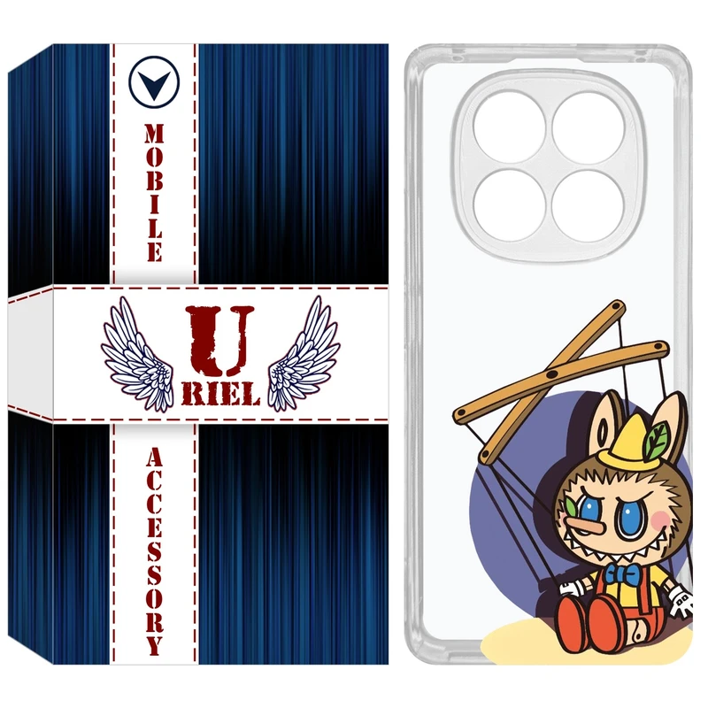 کاور یوریل قاب مدل Clear کد 108 طرح لبوبو Labubu مناسب برای گوشی موبایل شیائومی Redmi Note 14 Pro 4G / Poco X7