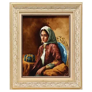 تابلو فرش دستباف مدل دختر قاجار کد 124