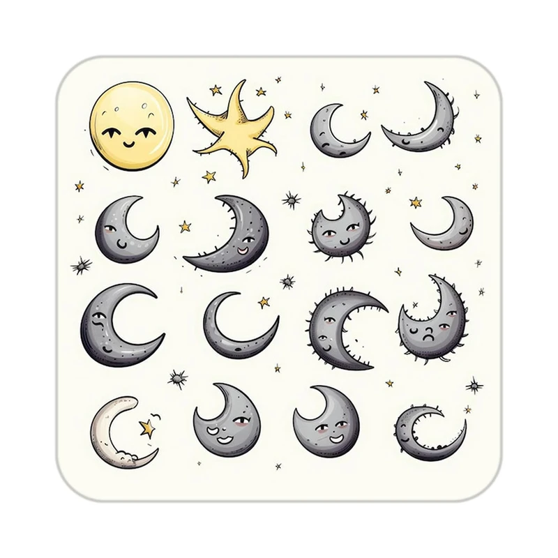 زیر لیوانی کاکتی طرح ماه و ستاره مدل mp53005