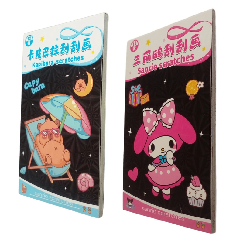 بازی آموزشی رنگ آمیزی مدل دفترچه نقاشی 12 برگ خراش سانریو کد 88H مجموعه دو عددی