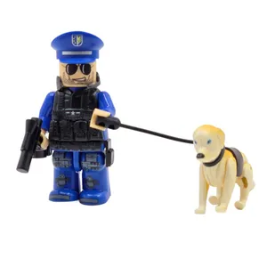 فیگور ناب سل مدل پلیس و سگ لگویی همراه با کلت کد police003 ارتفاع 10 سانتی متر