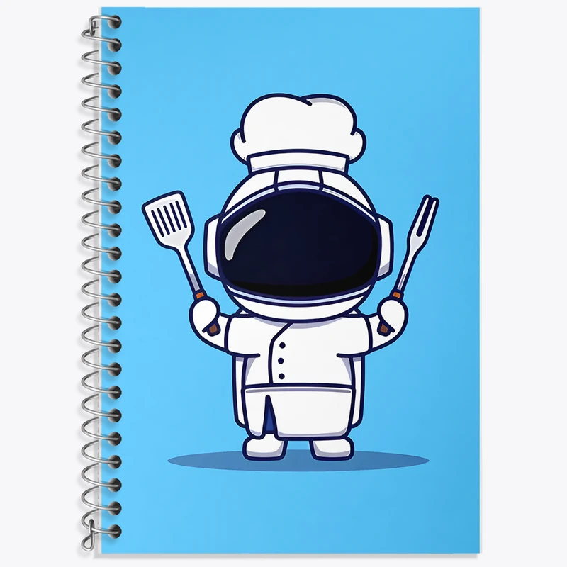 دفتر زبان 50 برگ خندالو مدل سه خط طرح فضانورد آشپز کد F6010